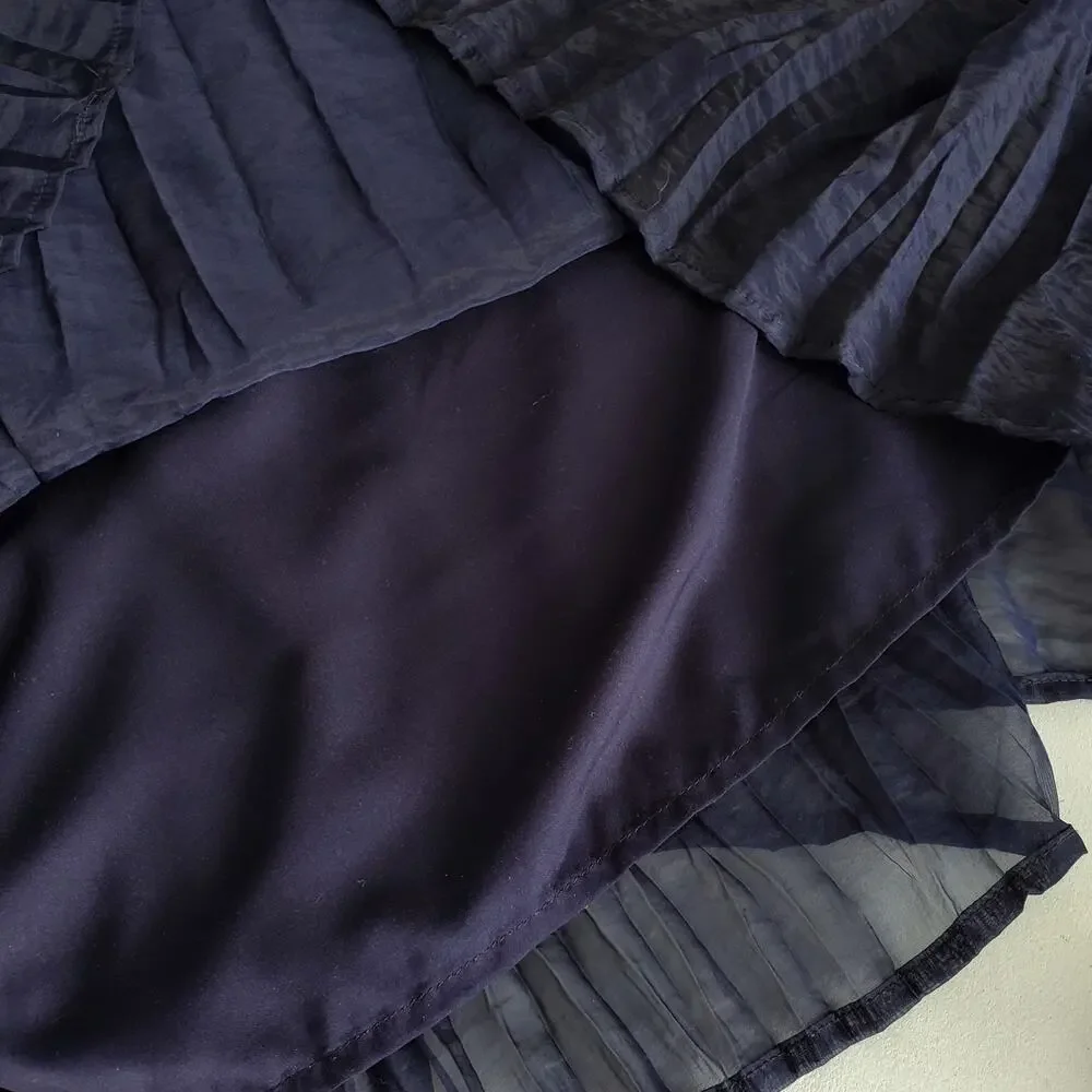 Baltic Born Navy Blue Pleated Midi Maxi Skirt S Classic Cocktail Career Neutral